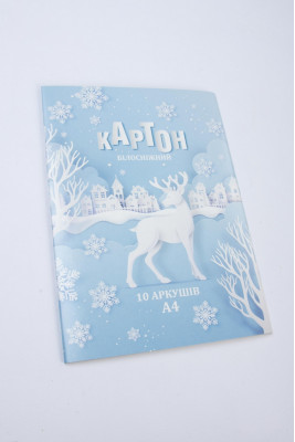 Картон білий, А4, 10 аркушів, в папці, 250 г/м2, двосторонній
